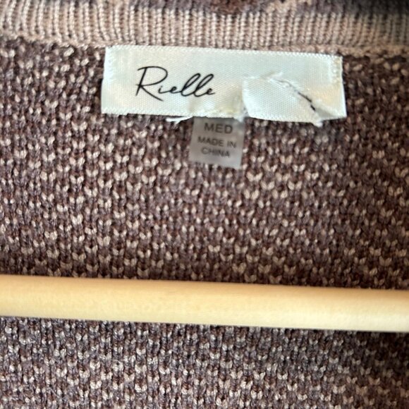 Rielle Trench Cardigan Women’s SZM Houndstooth Brown Coco Classic Knit Button - Picture 8 of 13